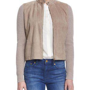 Tory Burch Suede Front Merino Wool Cardigan Rare